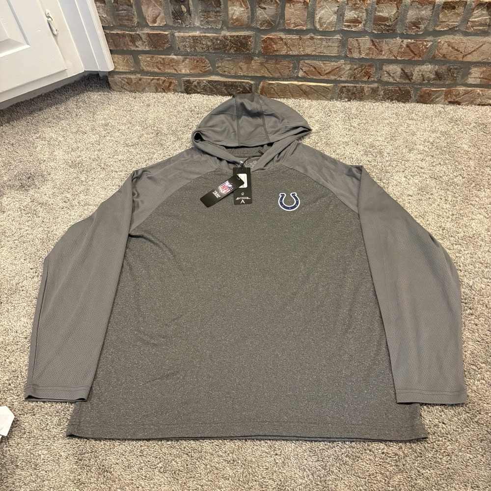 NEW NFL Indianapolis Colts Gray Lightweight Performance Hoodie Mens XXL 2XL NWT